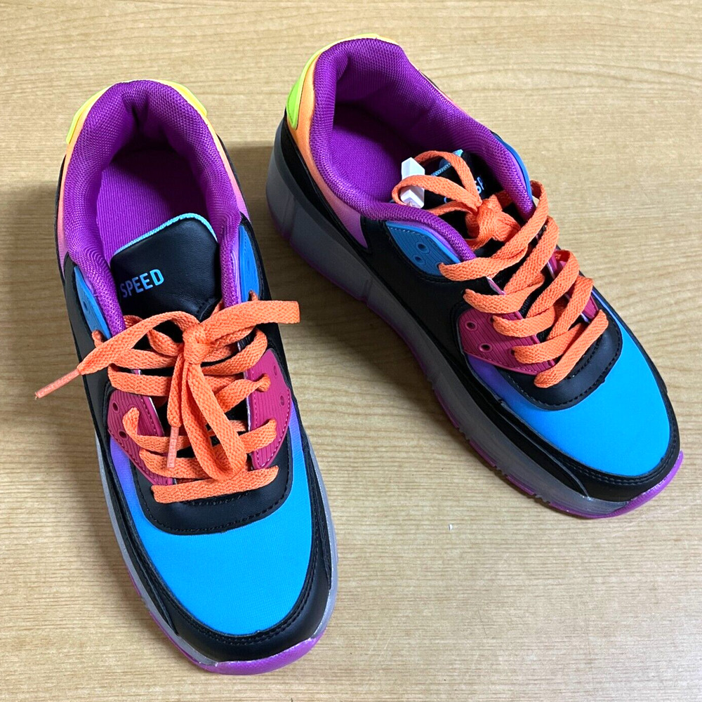SDSpeed Girl's Roller Skate Shoes Size 7 Big Kid LED Colors Black Violet